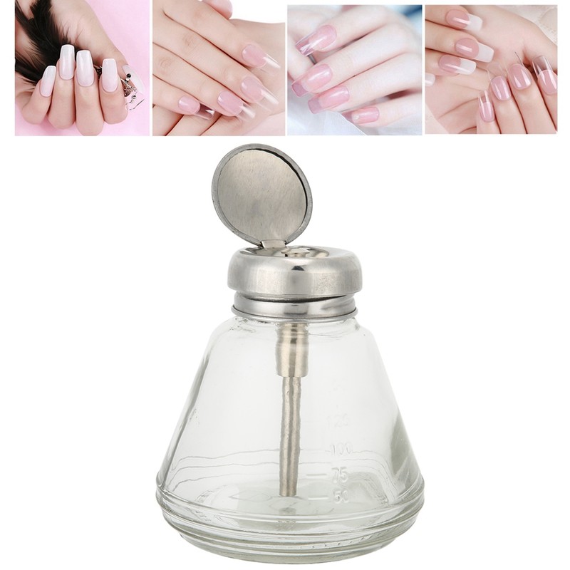 150ml Nail Art Pump Dispenser Transparent Liquid Container Pressing Bottle