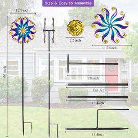 VEWOSTAR Kinetic Wind Spinners Outdoor Metal Wind Sculptures & Spinners for Yard and Garden Art Decor 10” Wind Spinner for Lawn Patio Decor Windmill(55”H*13”W)