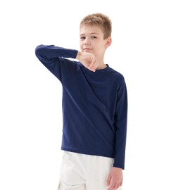 Boys Rash Vest Long Sleeve UPF 50+ Kids Sun Protection Swimwear Quick Dry Rash Guard Navy, 6-7 Years