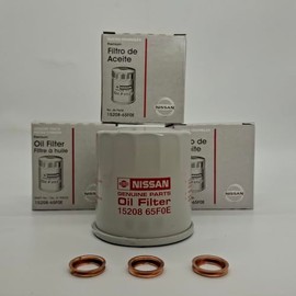 3 NEW Genuine OEM 15208-65F0E Engine Oil Filter and 3 Genuine OEM 11026-JA00A Drain Plug Gasket for Nissan Infiniti - Rogue Frontier Pathfinder Quest Murano Titan Sentra