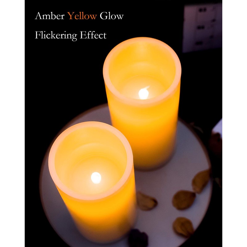Homemory 9" x 3" Flameless Candles Battery Operated, Flickering LED