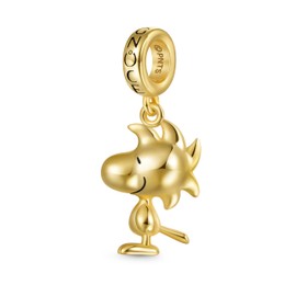 GNOCE Peanuts Standing Snoopy Pendant 925 Sterling Silver Beads Charms for Women and Girls Jewellery Gift for Fans, Silver, Cubic Zirconia