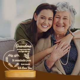 Grandma Gifts, Grandma's Birthday Gifts, I Love You Grandma Night Light for Nana Mother's Day Christmas Gifts, Soft Warm White Night Lamp Bedroom Decor Lighting