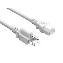 CableLeader 4ft 14 AWG Universal Power Cord IEC320 C13 to NEMA 5-15P, Extension Power Cord, Compatible with Computers, Monitors, Printers & TVs, White, Pack of 1