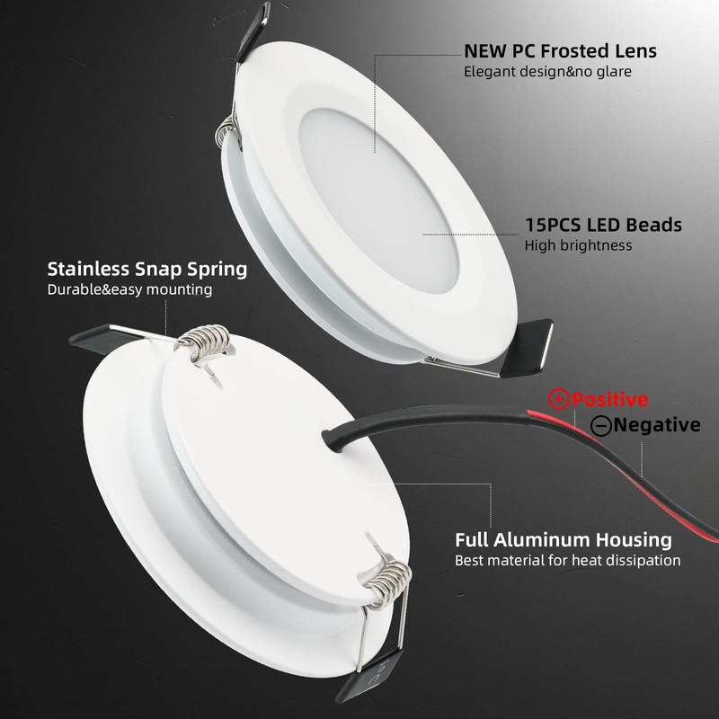 ULITECO RV Ceiling Recessed Light 12V, LED RV Puck Light,