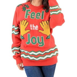 Costume Agent Feel The Joy Groping Hands Red Ugly Christmas Sweater (XXX-Large)