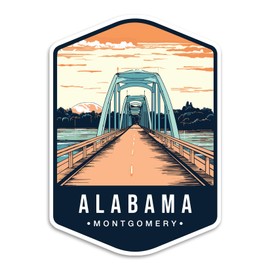 Montgomery, Alabama State Travel Sticker Sticker Decal Notebook Car Laptop 4"x5.5" (Color)