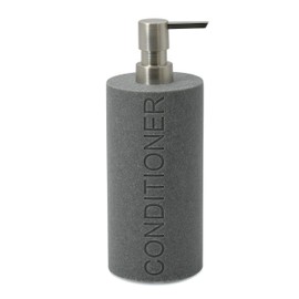 Indecor Home Resin Neutral Gray Sandstone Conditioner Engraved Bottle Refillable Pump Dispenser, Durable Waterproof Resin Construction for Bath, Shower - Gray Sandstone Satin Nickel Pump