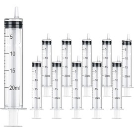 MKUCCD 10PCS 20ml Bulk Plastic Syringes without Needle with Measuring Device for Science Lab, Feeding Pets, Liquid Measurement, Industrial,individually sealed
