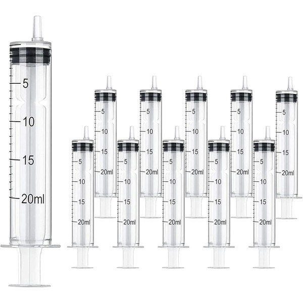 MKUCCD 10PCS 20ml Bulk Plastic Syringes without Needle with Measuring
