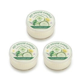 One Fur All Pet House Candle - Cucumber Mint 3 Pack - Odor Eliminator - Natural Wax Mini Candle Set