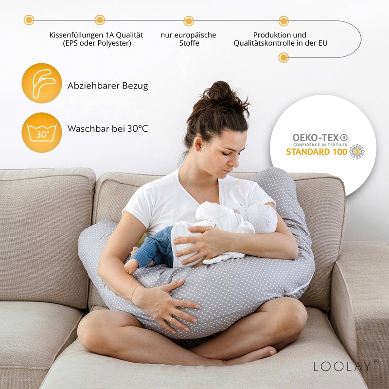 LOOLAY Pregnancy Pillow, Nursing Pillow, 190 cm, Side Sleeper Pillow,