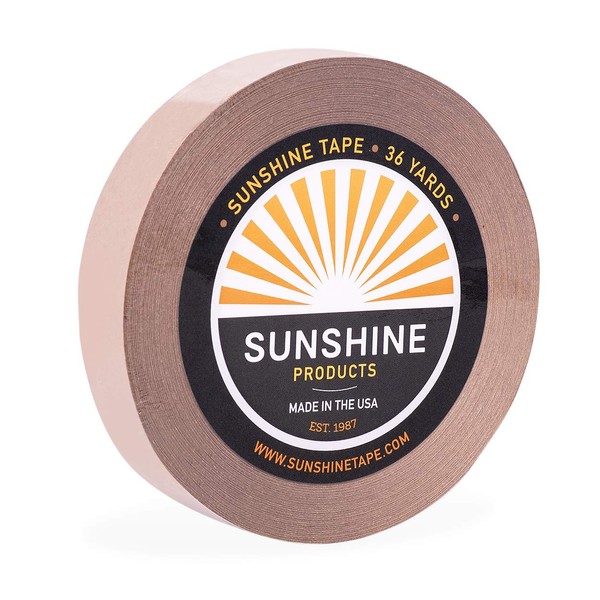 Sunshine Extended Wear Hair System Tape Roll Adhesive Wig Tape - Brown Liner Hair Tape - Long Lasting 1-2 Week Hold - 1" x 36 yds