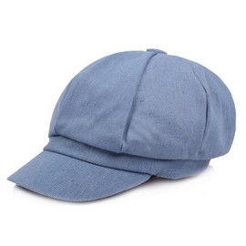 Women Denim Newsboy Cabbie Peaked Beret Cap Vintage Baker Boy Visor Artist Hat Light Blue