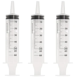 MedixX 3 pieces 50 ml (60 ml) syringes - set for hobby and DIY. Also as a feed syringe or oil syringe. Syringes are individually sterile packed (3 x 50 ml syringes)