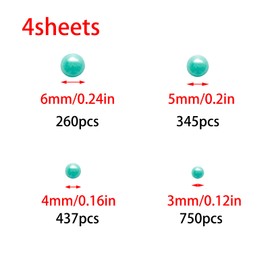 YUYUDEHM 1792PCS Self Adhesive Pearl Stickers, Pearl Decorative Sticker for Body Makeup, Nails, Cell Phone, Scrapbook, 4 Sizes