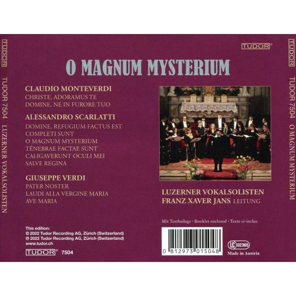 LUZERNER VOKALSOLISTEN / FRANZ XAVER JANS O MAGNUM MYSTERIUM: MONTEVERDI,