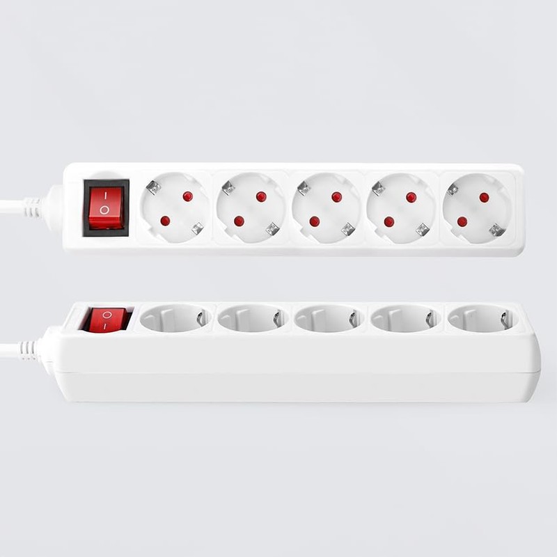 Schuko 5 Socket Strip with Switch, 3 m, 3G, 1.5