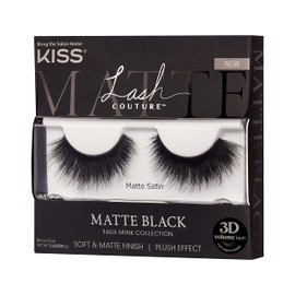 KISS Lash Couture 3D Matte False Eyelashes, 'Matte Satin', 16 mm, Includes 1 Pair Of Lash, Contact Lens Friendly, Easy to Apply, Reusable Strip Lashes