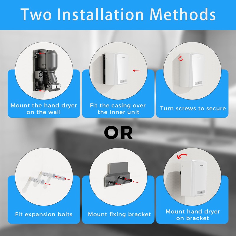Commercial Hand Dryer for Bathroom, 1100W 110V Automatic Electric Hand