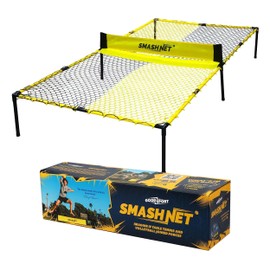 SMASHNET Outdoor Family Backyard Game Set for Adults and Kids Portable Hybrid Volleyball and Table Tennis Net Easy Quick Assembly Durable Sport Equipment for Beach Parks Tailgates Lawn & Backyard Play