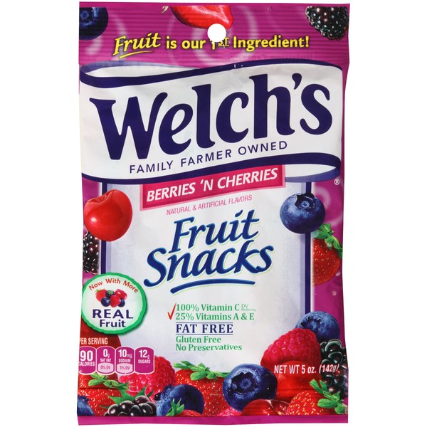 Welchs Fruit Snack, Berry Cherry, 5-Ounce (Pack of 12)