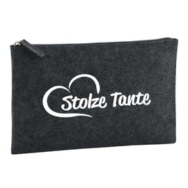 Huuraa Kulturbeutel Stolze Tante Herz Geschenk 1 Liter Filz Charcoal Kosmetiktasche Stolze Tante Geschenkidee