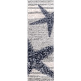 nuLOOM Thomas Paul Starfish and Striped Runner Rug, 2' 8" x 10', Grey