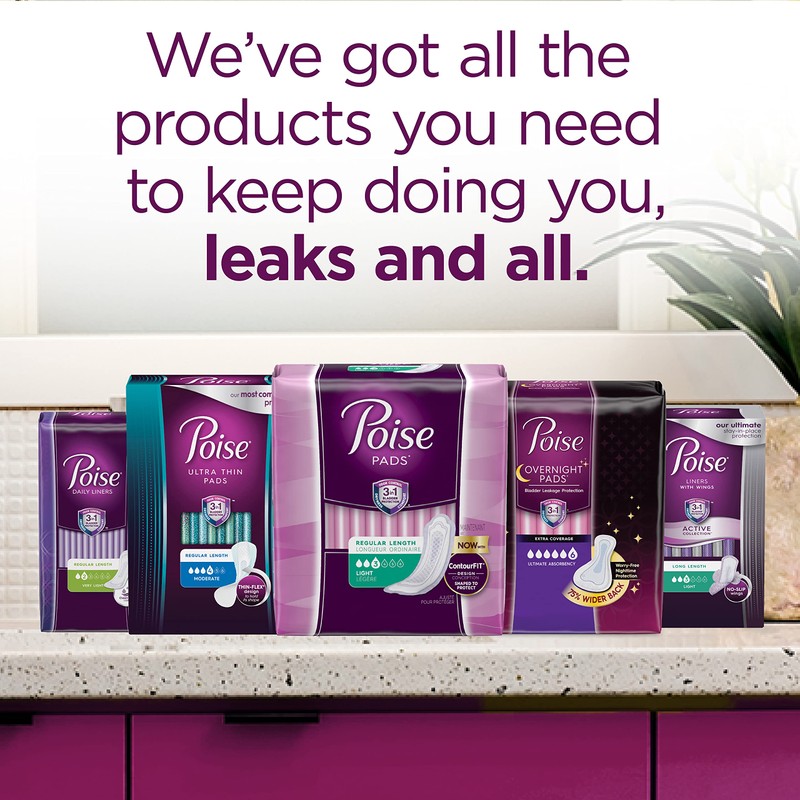 Poise Incontinence & Postpartum Pads for Bladder Leaks, 5 Drop