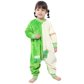 Sleeping Bag with Feet, Baby Pyjamas, Warm Flannel Winter Sleeping Bag, Romper with Zip, Winter Sleeping Bag with Legs, Sleeves, Pyjamas, Children's Sleepsuit, Girls, Boys, 0-6 Years, Dinosaur Green