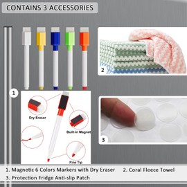 JonXon Acrylic Magnetic Dry Erase Board for Refrigerator,Acrylic Board for Fridge,Magnetic to Do List for Fridge,Includes 6 Colors Magnetic Markers(10" X 14” Black Blank)