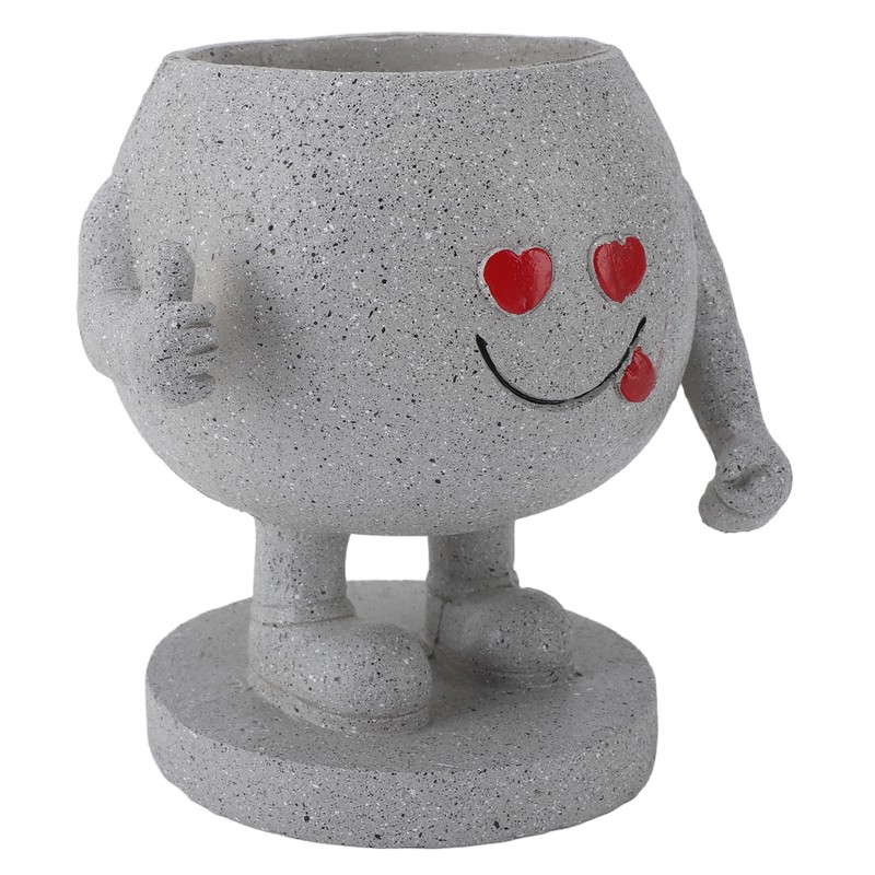 Succulent Pot Adorable Smiling Figure Standing Thumb Up Resin Flower