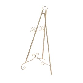 Deco 79 Metal Scroll Large Free Standing Adjustable Display Stand Easel with Chain Support, 22" x 21" x 46", Gold
