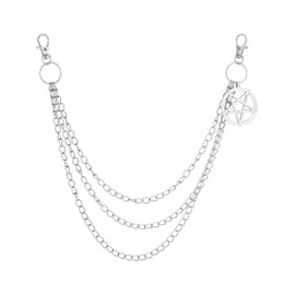 Sacina Gothic Silver-tone Pentagram Pants Chain, Silver-tone Wallet Chain, Belt Chain, Goth Accessories, Grunge Accessories, Jewelry Gift for Women