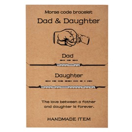 Ldurian Morse Code Bracelets for Family - Dad & Daughter Adjustable String Matching Bracelets Beads Aesthetic Jewelry Secret Message Christmas Gifts
