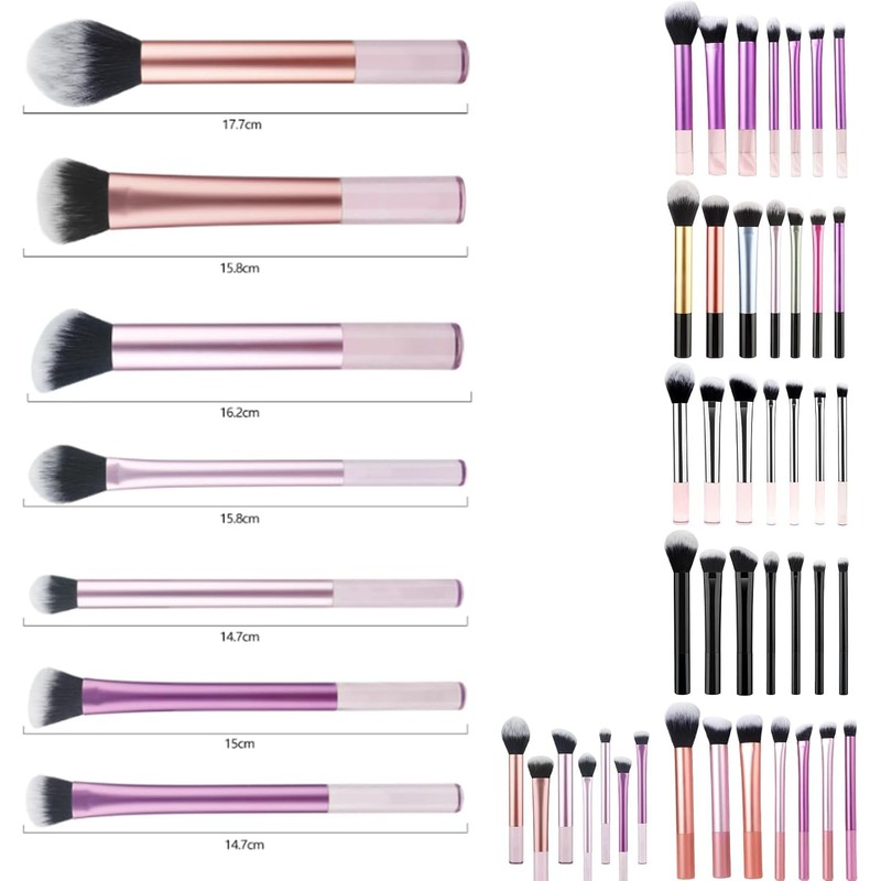 Coehaopike 7pcs Makeup Brushes Set for Powder Eyeshadow Cheek Colorful