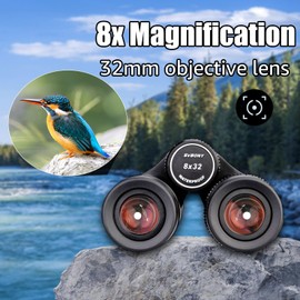 Svbony SV202 Binoculars for Adults, 8x32mm ED Glass Bak4 Roof Prism, IPX7 Waterproof Tripod Mountable, for Bird Watching Tracking Travel Sports Event