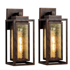 Water Ripple Exterior Porch Light Fixture, 2 Pack Outdoor Wall Lantern Black Gold, Wall Mount Lamp, Waterproof Exterior Lighting Fixtures, Outside Garage Sconce Lighting, for Doorway Outdoor Indoor