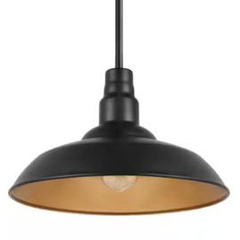 Ceybo Indoor/Outdoor 14” Black Mini Pendant Light, Adjustable Height, Rust Resistant and Waterproof Dimmable Lighting for Kitchen, Restaurant, Dining Room, Entryway, Yard