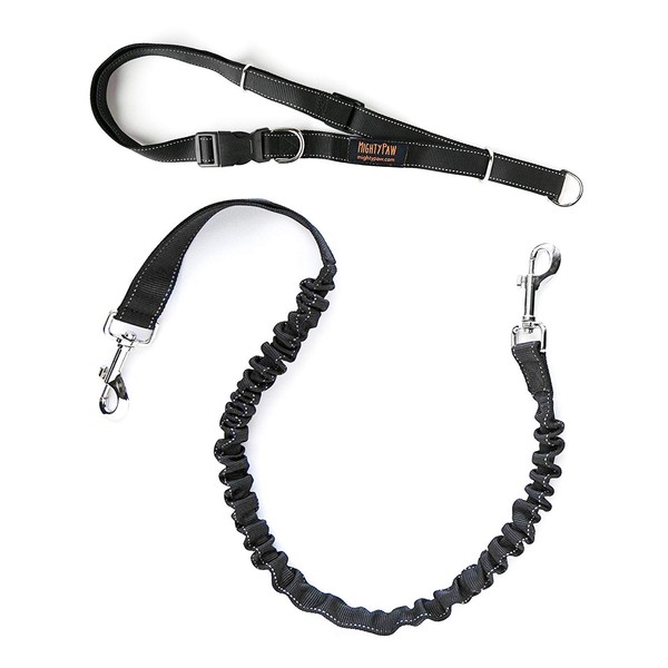 Mighty Paw Hands Free Dog Leash - Adjustable Hip Belt - Reflective Bungee System - Ideal for Training - Walking - Jogging - Hiking - Running - Running Leash Hands Free - Belt Leash - (Black, 36 inch)
