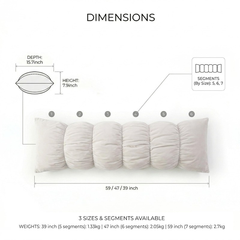 Ailuteie Pat. Pend. Long Bed Pillow for Adults and Side