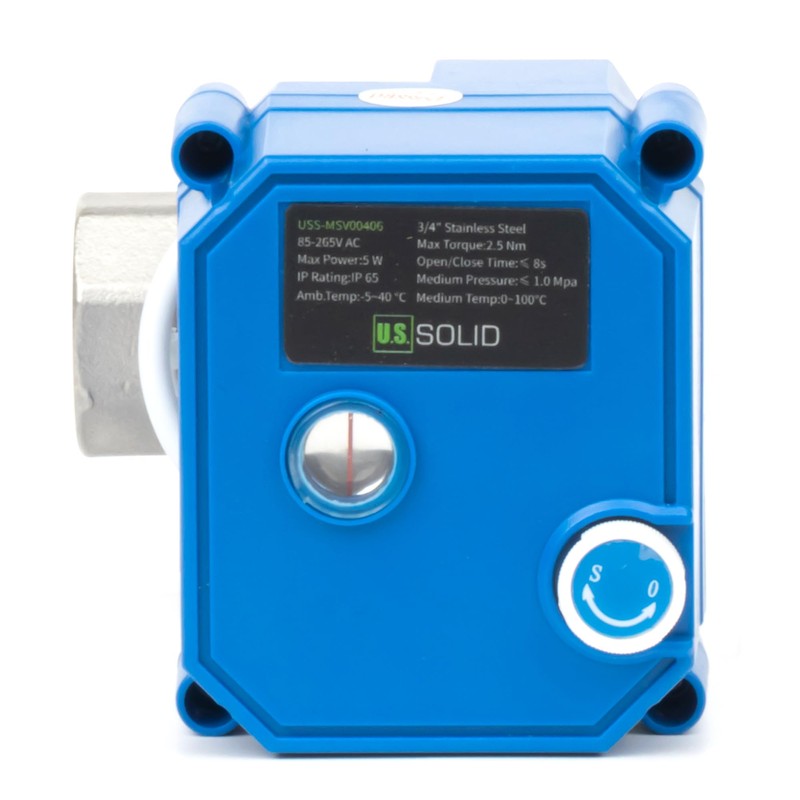 U.S. Solid Motorized Ball Valve with Manual Function - 3/4"