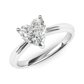 Sterling Silver Simulated Heart-shaped Diamond Engagement Ring Raised Shank Promise Bridal Ring (6.5)