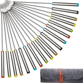 TecUnite Stainless Steel Fondue Forks with Heat Resistant Handle for Cheese Chocolate Fondue Roast Marshmallows Meat, 9.5 Inch (24 pack)