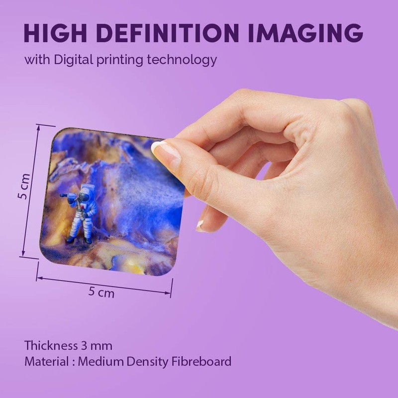 1 x Square MDF Fridge Magnet - Mini Astronaut Figure