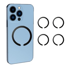 Basecn Universal C-Shape Magnetic Metal Ring [ 4_Pack Black ] Compatible with Wireless Charging Conversion Kit and Magnetic Phone Holder C-Shape Magnetic Ring Keeps Phone Cool While Charging