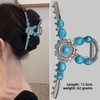 Western Hair Clips Extra Large Silver Turquoise Blue Stone Sun