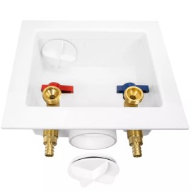 EFIELD Washing Machine Outlet Box , 1/4 Turn Brass Valves , 1/2" Crimp Pex Inlet