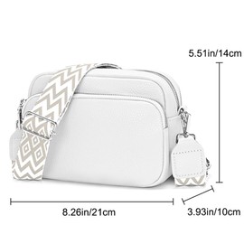Kavjizy Crossbody Bag Damen PU Kleine Umhängetasche mit Reißverschluss und Abnehmbar Breitem Gurt Schultergurt, Veganes Leder Handtasche Damen Klein Handytasche zum Umhängen (Weiß)