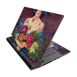 MightySkins Carbon Fiber Skin for Alienware M15 R3 (2020) & M15 R4 (2021) - Eye Bouquet | Durable Textured Carbon Fiber Finish | Easy to Apply and Change Style | Made in The USA